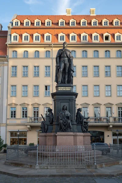 Saská Socha Krále Fredericka Augusta Neumarktském Náměstí Drážďany Soxony Německo — Stock fotografie