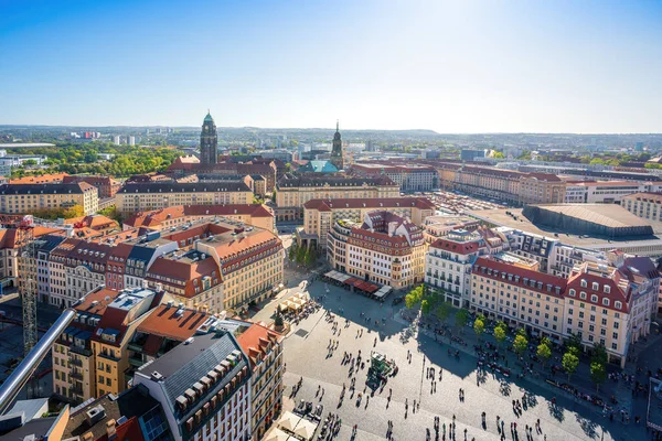 stock image Aerial view of Dresden New Town Hall, Kreuzkirche Church and Neumarkt - Dresden, Saxony, Germany