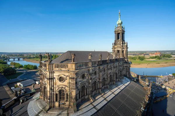 Vue Aérienne Cathédrale Catholique Dresde Dresde Saxe Allemagne — Photo