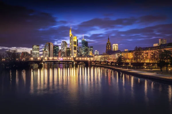 Frankfurt Skyline Night Frankfurt Germany — Stock Photo, Image