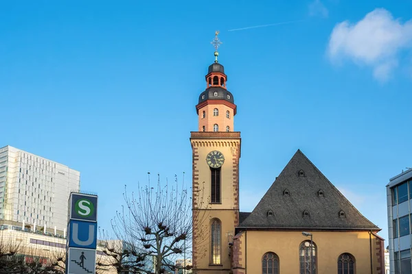 Франкфурт Германия Января 2020 Года Церковь Святой Екатерины Площади Hauptwache — стоковое фото