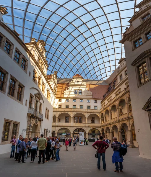 stock image Dresden, Germany - Sep 21, 2019: Covered small courtyard of Dresden Castle (Museums Entrance) - Dresden, Saxony, Germany