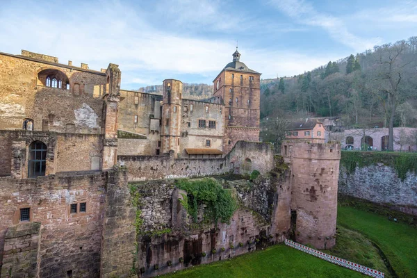 stock image Ruprecht Wing (Ruprechtsbau), Seitenleer Tower and Gate Tower (Torturm) at Heidelberg Castle - Heidelberg, Germany