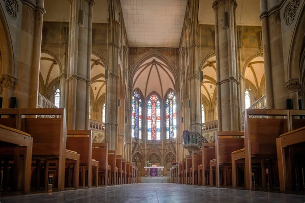 stock image Stuttgart, Germany - Dec 17, 2019: Altar and Nave at St. John's Church (Johanneskirche) Interior - Stuttgart, Germany