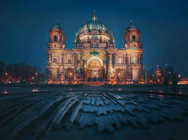 Catedral Berlim Vista Lustgarten Noite Berlim Alemanha — Fotografia de Stock