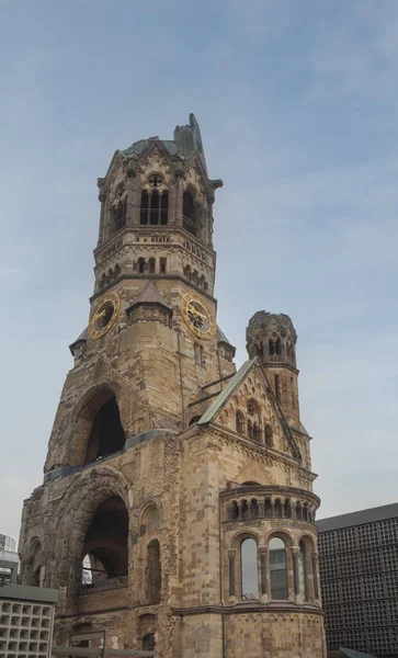 Věž Památníku Císaře Wilhelma Poškozená Při Bombovém Náletu Berlín Německo — Stock fotografie