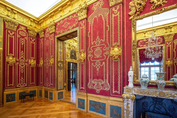 Berlim Alemanha Setembro 2019 Câmara Damasco Vermelho Charlottenburg Palace Interior — Fotografia de Stock