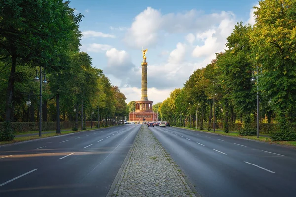 Coluna Vitória Siegessaule Parque Tiergarten Rodovia Bundesstrasse Berlim Alemanha — Fotografia de Stock