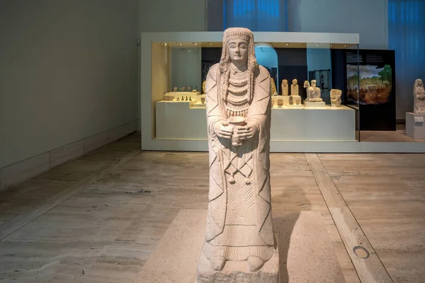 stock image Madrid, Spain - Jun 18, 2019: Lady of Cerro de los Santos Iberian Sculpture at National Archaeological Museum - Madrid, Spain