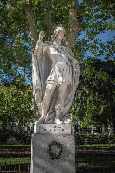 Мадрид Испания Июня 2019 Года Статуя Готического Короля Вамбы Площади — стоковое фото