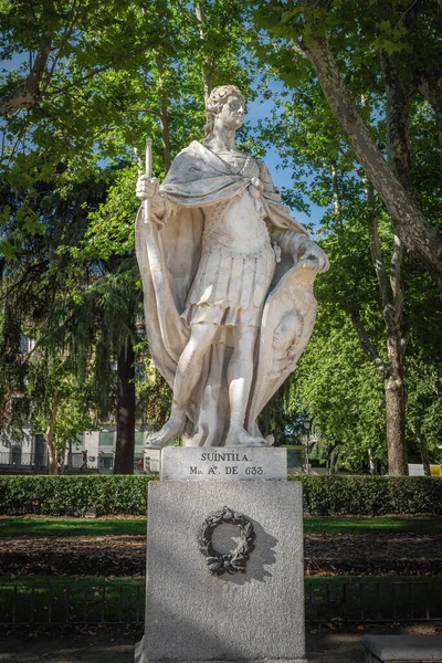 Madrid España Junio 2019 Estatua Del Rey Visigodo Suintila Plaza —  Fotos de Stock