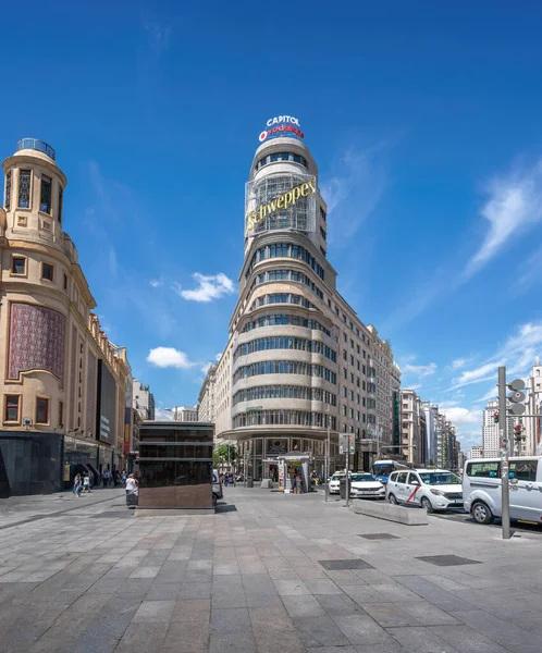 Madrid España Junio 2019 Edificio Capitolio Carrión Edificio Calle Gran — Foto de Stock