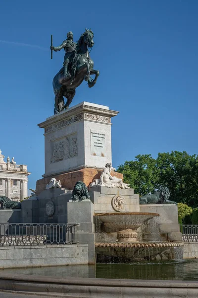 Filip Anıtı Felipe Plaza Oriente Meydanı Madrid Spanya — Stok fotoğraf