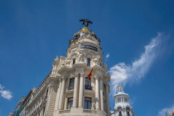Budynek Edificio Metropolis Przy Calle Alcala Gran Madryt Hiszpania — Zdjęcie stockowe