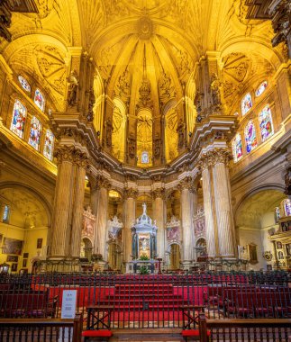 Malaga, İspanya - 19 Mayıs 2019: Malaga Katedrali - Malaga, Endülüs, İspanya