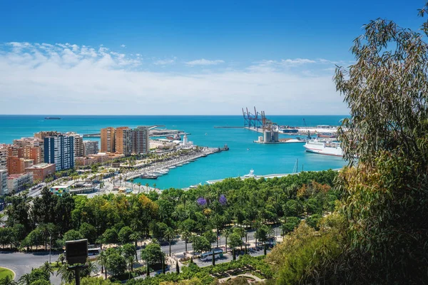 stock image Aerial view of Malaga Coast and Port of Malaga - Malaga, Andalusia, Spain