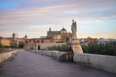 San Rafael Heykeli ve Cordoba Katedrali ile Roma Köprüsü - Cordoba, Endülüs, İspanya