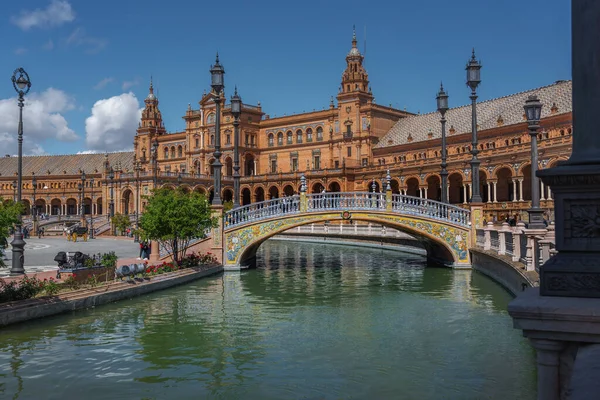 Plaza Espana Und Brücke Von Navarra Sevilla Andalusien Spanien — Stockfoto