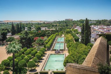 Cordoba, İspanya - 11 Haziran 2019: Alcazar de los Reyes Cristianos - Cordoba, Endülüs, İspanya