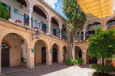 Cordoba, İspanya - 11 Haziran 2019: Zoco Belediyesi (Belediye Mahallesi) Avlusu - Cordoba, Endülüs, İspanya