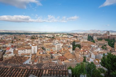 Granada şehir merkezinin hava manzarası - Granada, Endülüs, İspanya