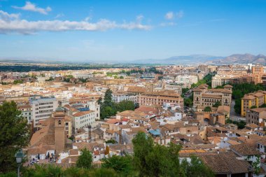 Granada şehir merkezinin hava manzarası - Granada, Endülüs, İspanya