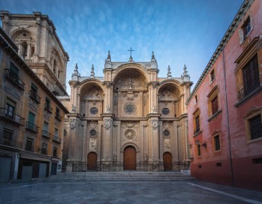 Granada Cathedral Facade at Plaza de las Paciegas at sunset - Granada, Andalusia, Spain clipart