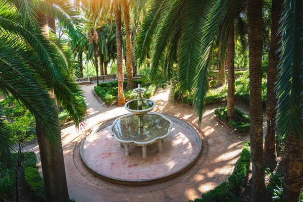 English Garden and Felipe II Fountain at Carmen de los Martires - Granada, Andalusia, Spain