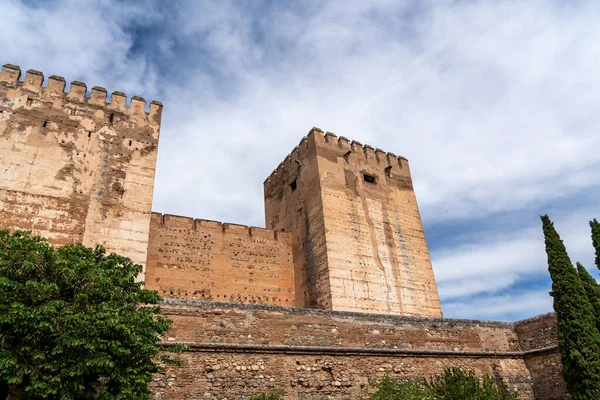 Torre Del Homenaje Hradní Tvrz Alcazaba Oblasti Pevnosti Alhambra Granada — Stock fotografie