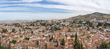 Granada 'nın panoramik hava manzarası - Granada, Endülüs, İspanya