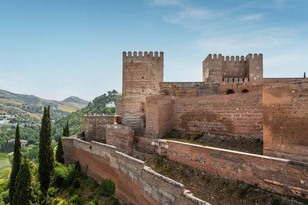 Alcazaba Erőd Torre Del Homenaje Val Alhambra Granada Andalúzia Spanyolország — Stock Fotó