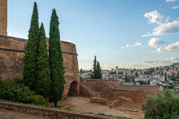Torony Torony Torre Del Cubo Alcazaba Területén Alhambra Erőd Granada — Stock Fotó