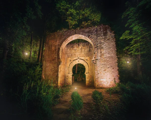 Porte Illuminée Bibarrambla Puerta Bibrambla Forêt Alhambra Grenade Andalousie Espagne — Photo