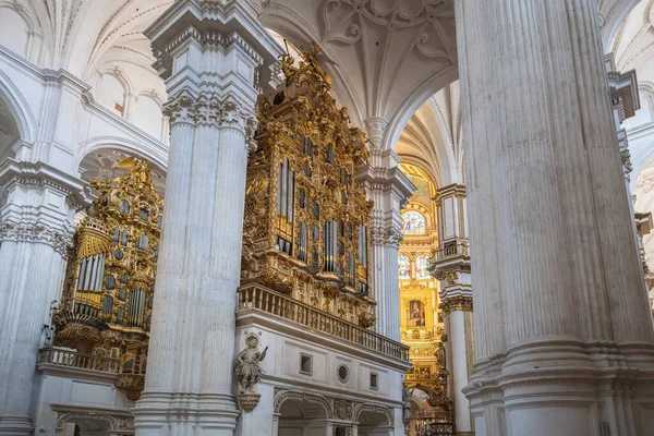 stock image Granada, Spain - May 25, 2019: Pipe Organs at Granada Cathedral Interior - Granada, Andalusia, Spain