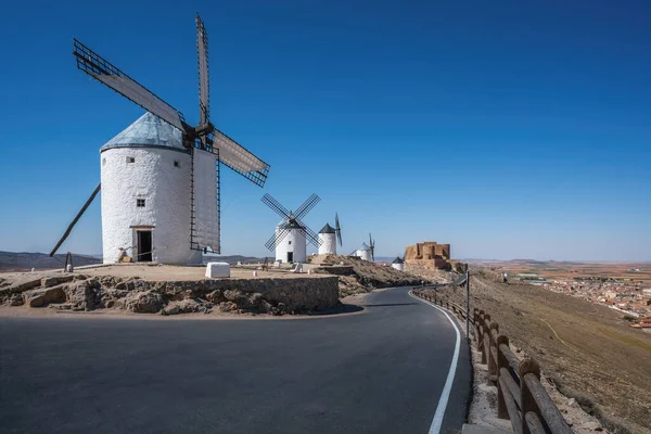 Cerro Calderico Daki Windmills Consuegra Şatosu Muela Kalesi Consuegra Castilla — Stok fotoğraf