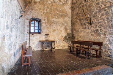 Consuegra, İspanya - 28 Aralık 2019: Consuegra Şatosu İçişleri Odası (La Muela Kalesi) - Consuegra, Castilla-La Mancha, İspanya
