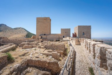 Jaen, İspanya - 1 Haziran 2019: Santa Catalina Şatosu Jaen, İspanya