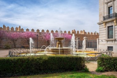 Plaza Adolfo Suarez Meydanı 'ndaki çeşme - Avila, İspanya