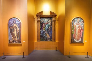 Toledo, İspanya - 29 Mart 2019 Santa Cruz Müzesi İçi 'nde Kusursuz El Greco Kavramı - Toledo, İspanya
