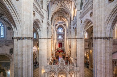Salamanca, İspanya - 16 Mart 2019: Salamanca İçişleri Yeni Katedrali - Salamanca, İspanya