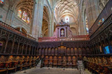 Segovia, İspanya - 14 Mart 2019: Segovia Katedrali Korosu - Segovia, İspanya