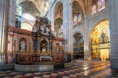 Segovia, İspanya - 14 Mart 2019: Segovia Katedrali - Segovia, İspanya