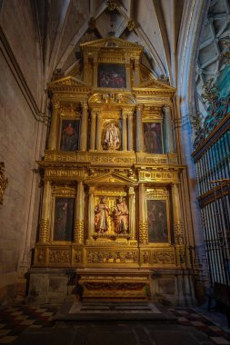 Segovia, İspanya - 14 Aralık 2019: Segovia Katedrali 'nde Aziz Cosmas ve Damian Şapeli (San Cosme y San Damian)