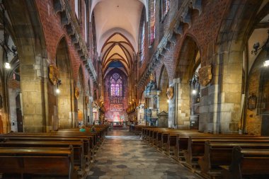 Wroclaw, Polonya - 20 Ağustos 2019: Vaftizci John Katedrali - Wroclaw, Polonya
