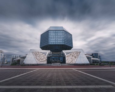 Minsk, Belarus - 31 Temmuz 2019: Belarus Ulusal Kütüphanesi - Minsk, Belarus