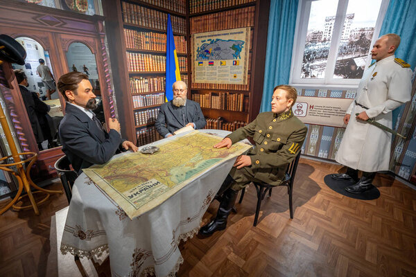 Kyiv, Ukraine - Aug 10, 2019: Ukrainian War of Independence (1917-1921) at Making of the Ukrainian Nation Museum - Kiev, Ukraine