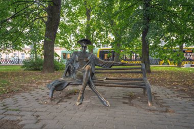 Minsk, Belarus - Aug 01, 2019: Vladimir Zhbanov 'un Mikhailovsky Garden Square - Minsk, Belarus