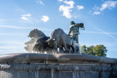 Kopenhag, Danimarka - 22 Haziran 2019: Gefion Fountain - Kopenhag, Danimarka