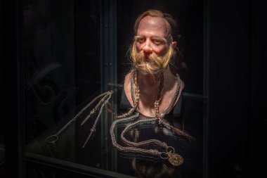 Kopenhag, Danimarka - 26 Haziran 2019: Danimarka Ulusal Müzesi 'nde Bir Vikingin Tarihi Yeniden Yapılanması - Kopenhag, Danimarka