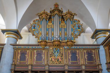 Elsinore, Danimarka - 27 Haziran 2019: Kronborg Şatosu Kilisesi 'nde Boru Organı - Helsingor, Danimarka
